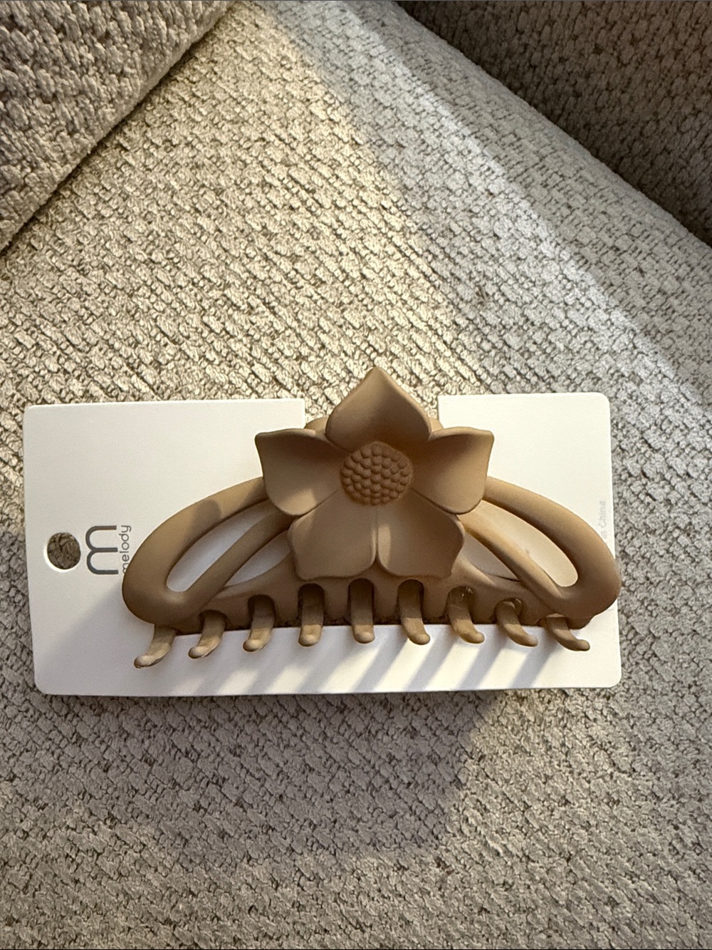 Flower Accent Matte Taupe Hair Claw Clip